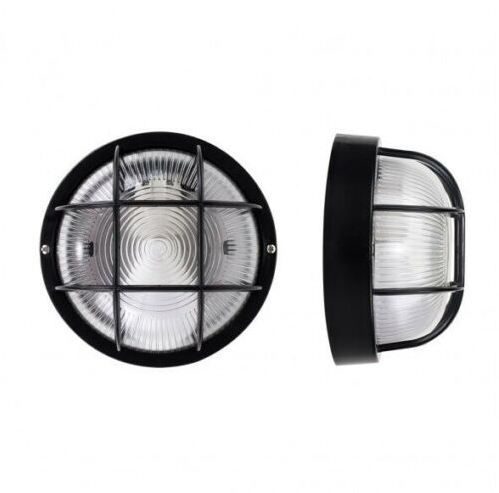 Pendle 60W Round Outdoor Bulkhead Light, Black IP44