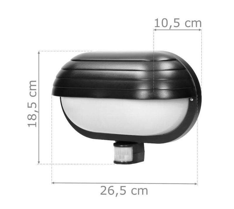 Weatherproof Bulkhead Light with PIR - Black