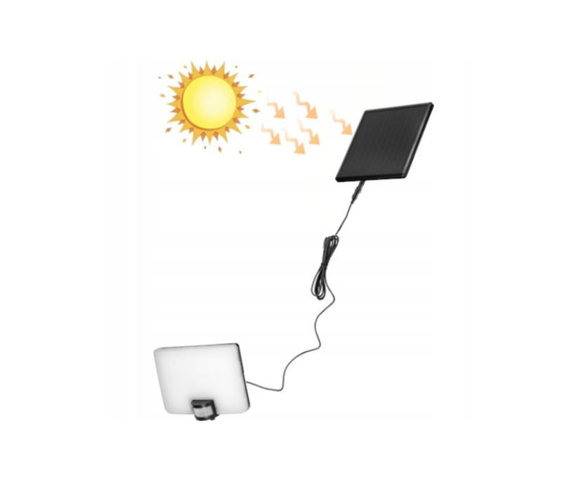 10W LED, solar floodlight with PIR sensor, 1200lm, IP54, 4000K, 3000 mAh, black