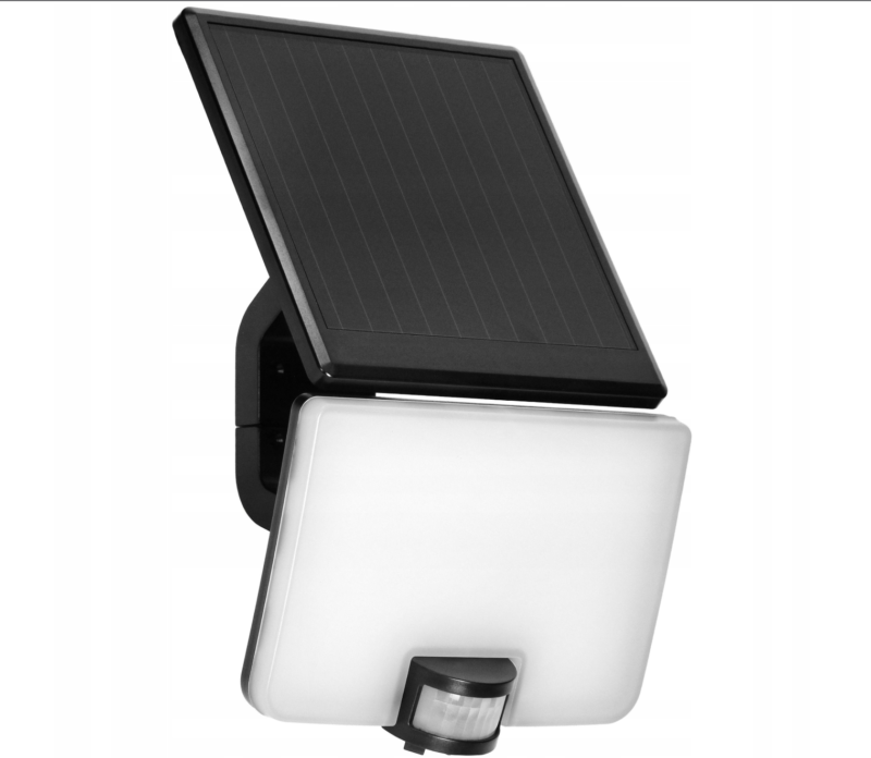 10W LED, solar floodlight with PIR sensor, 1200lm, IP54, 4000K, 3000 mAh, black