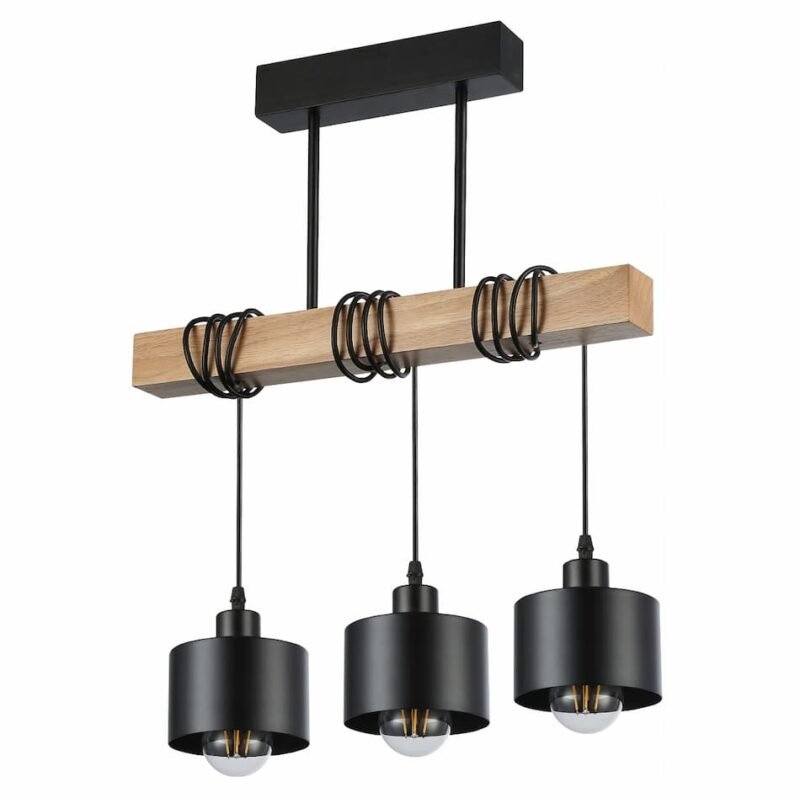 Ceiling Light Light wood, black, 3-light sources