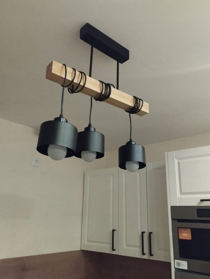 Ceiling Light Light wood, black, 3-light sources