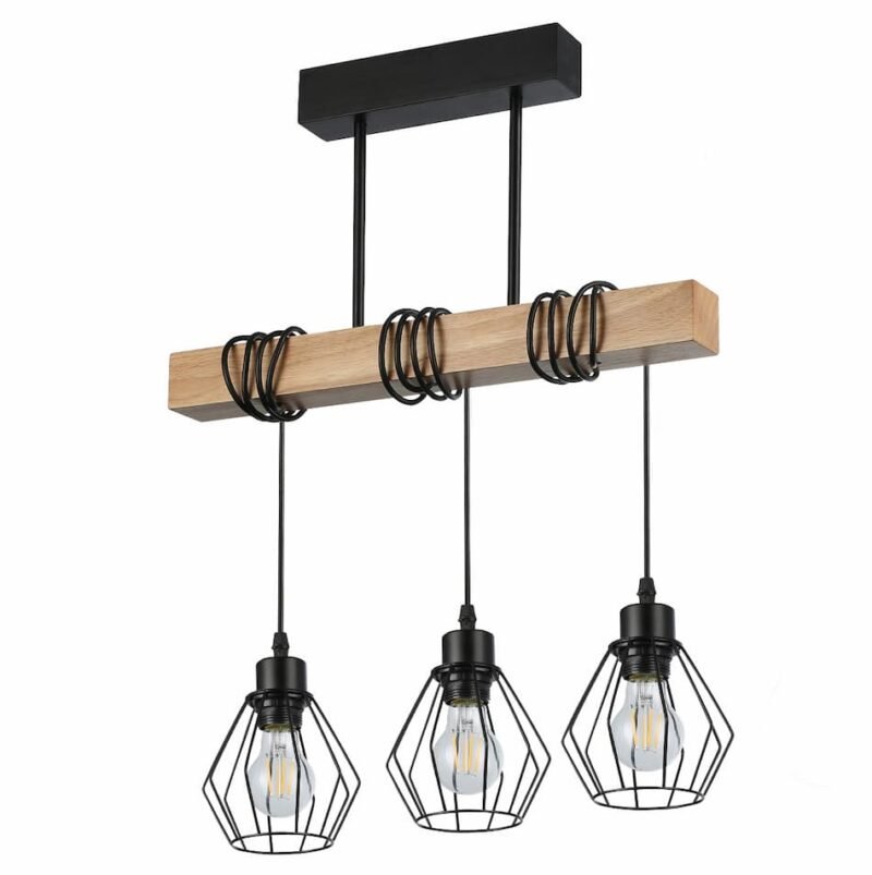 Ceiling Light Light wood, black, 3-light sources