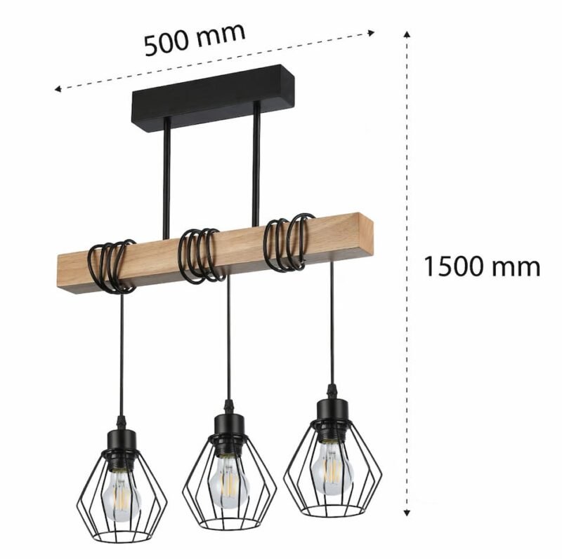 Ceiling Light Light wood, black, 3-light sources