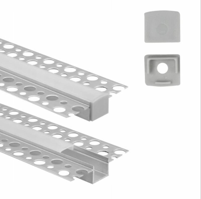 1M PROFILE FOR LED STRIPS, RECESSED INTO PLASTERBOARD - ALUMINIUM